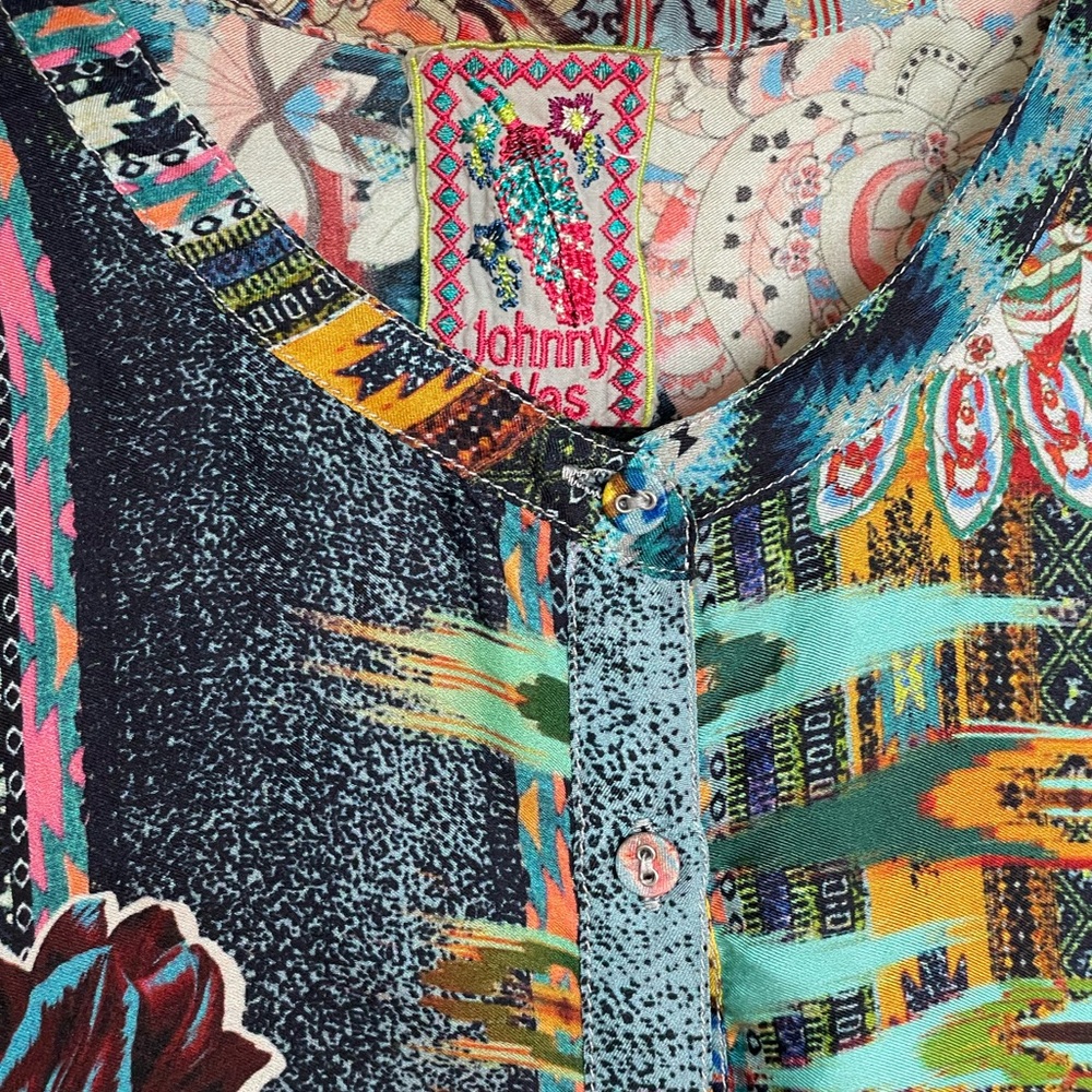 Johnny Was Silk Floral Blouse - Picture 3 of 8